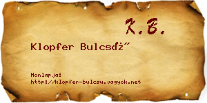 Klopfer Bulcsú névjegykártya
