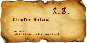 Klopfer Bulcsú névjegykártya